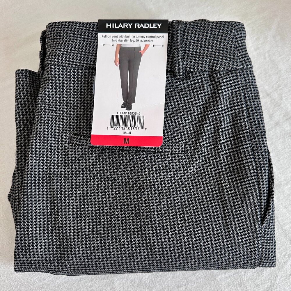 Hilary Radley Women’s Pull-On Pant Size M Grey Tummy Control Mid Rise Slim Leg